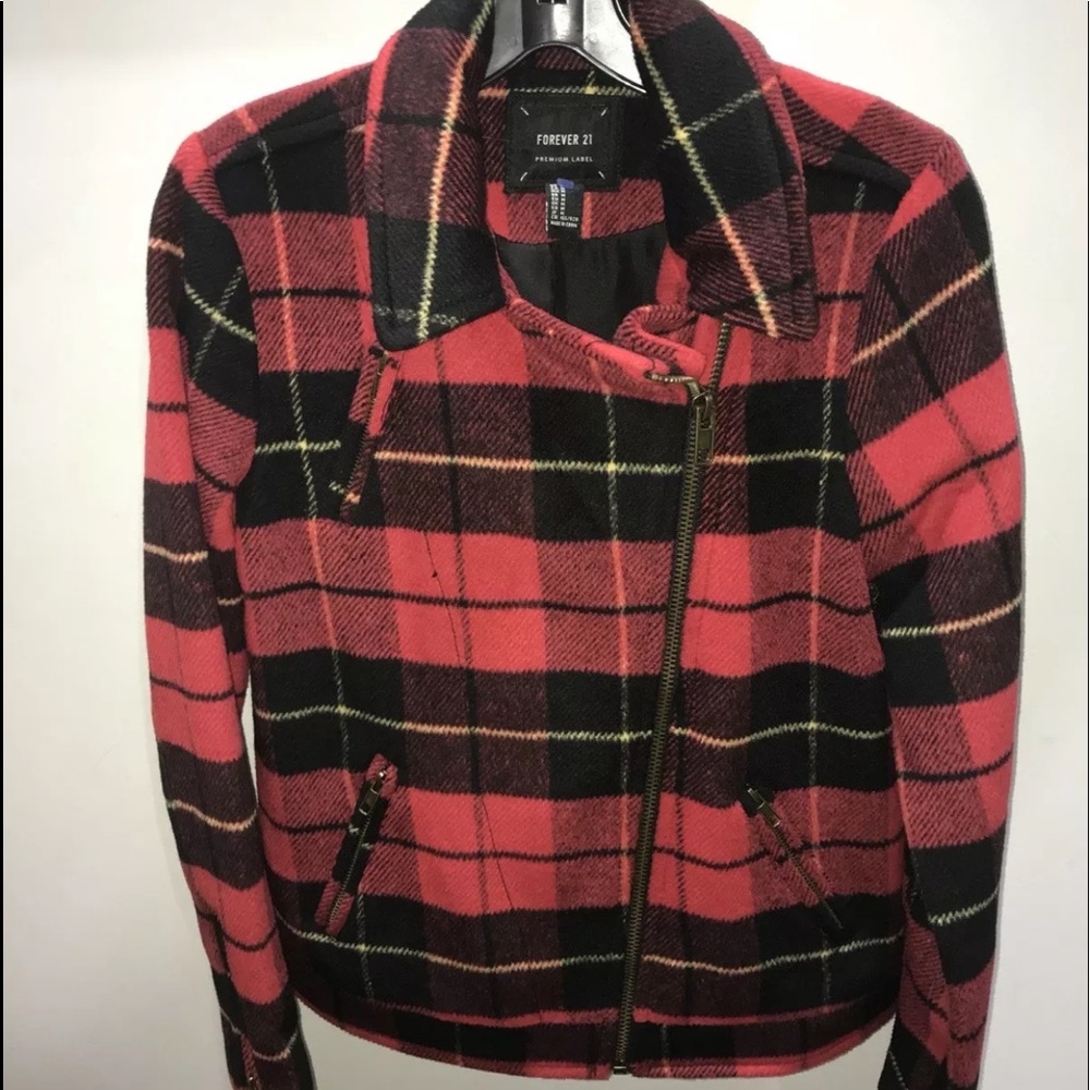 Juniors large Plaid Print blk/RED Thermal Pattern Jacket Size M